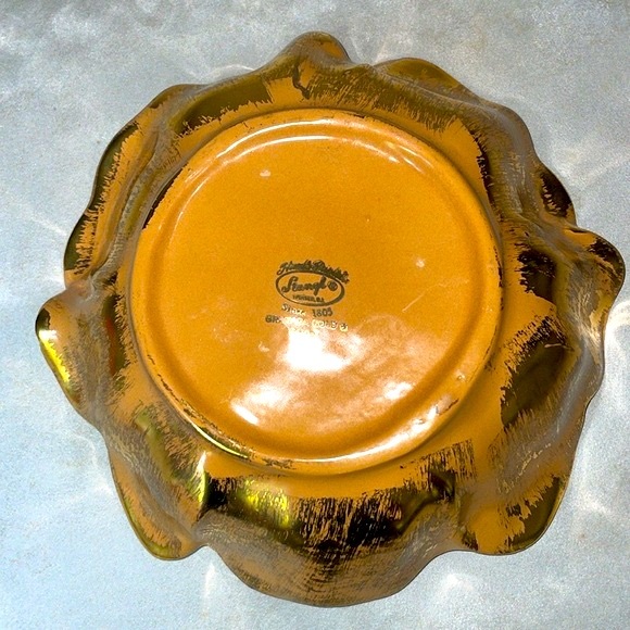 Stangl Art Pottery Hand Painted Granada Gold Ruffled Fruit Bowl 9” Vintage EUC - Picture 7 of 12